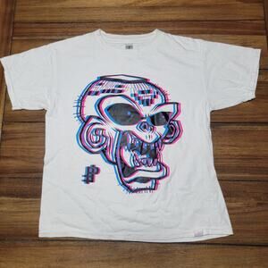 3D Monkey Graphic Kids White Tee (Gildan) - Size Medium